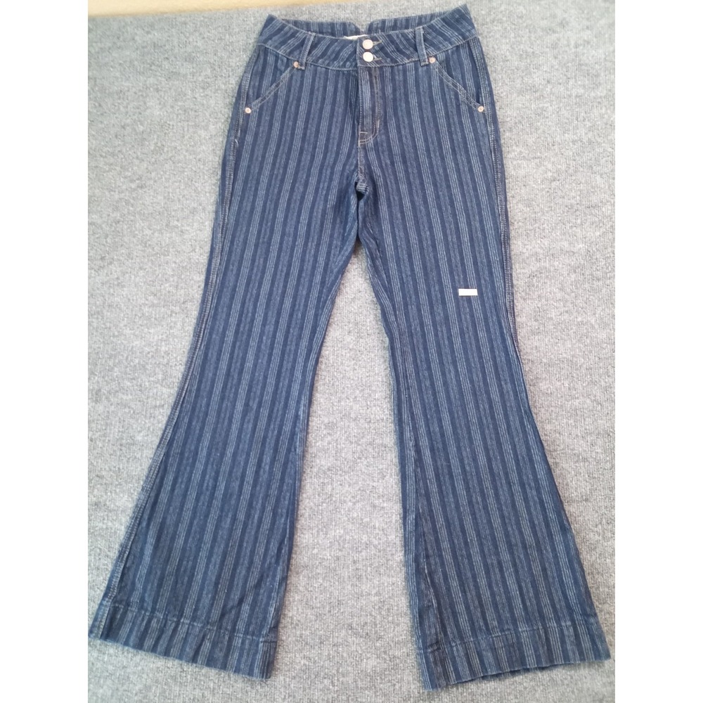 Rock & Roll Denim Jeans Womens 27x32 High Rise Trouser Striped Flare Pants